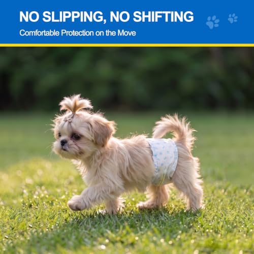 Wowflash 100 Count Male Dog Diapers Disposable, Leakproof Dog Wraps with Wetness Indicator, Breathable Quick-Dry, Secure Fit Doggy Belly Bands for Incontinence, Marking & House Training, X-Small - size: X-Small