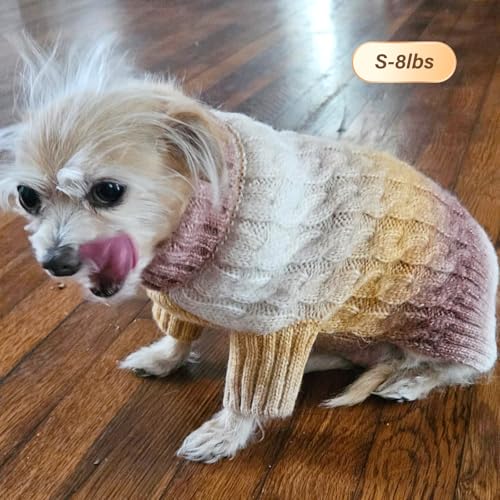 KYEESE Dog Sweater for Small Dogs Thick Cable Knit Dog Turtleneck Knitwear Warm with Sleeves Puppy Sweater Fuzzy, Brown, Small - color: 06# Brown, size: Small (6-9lbs)