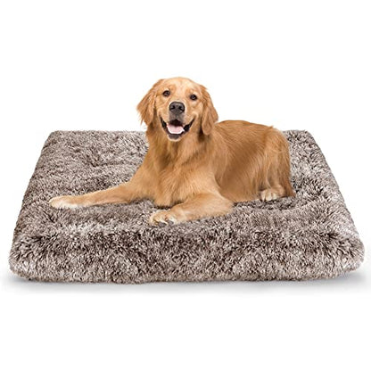 Dog Crate Pad for Large Dogs, 36 inch, Deluxe Plush Anti-Slip Pet Bed, Fully Kennel Pad - color: Brown, size: Large 36"x24"