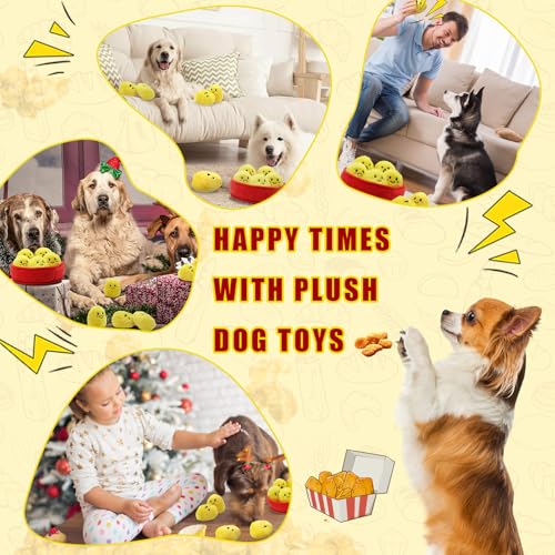 YZHDUXIU Dog Squeak Toys, 6 Pack Chicken Nugget Dogs Push Toys Interactive Puppy Toys Bark Box Toys Dog Chicken Toy to Keep Them Busy - color: Yelllow Chicken Nugget