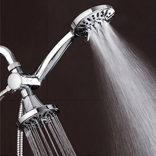 AquaDance Total Chrome Premium High Pressure 48-setting 3-Way Combo for The Best of Both Worlds – Enjoy Luxurious 6-setting Rain Shower Head and 6-Setting Hand Held Shower Separately or Together - color: Chrome