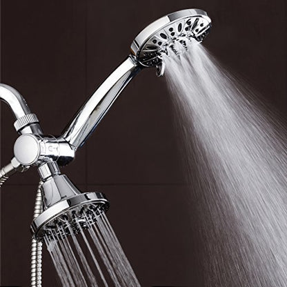 AquaDance Total Chrome Premium High Pressure 48-setting 3-Way Combo for The Best of Both Worlds – Enjoy Luxurious 6-setting Rain Shower Head and 6-Setting Hand Held Shower Separately or Together - color: Chrome