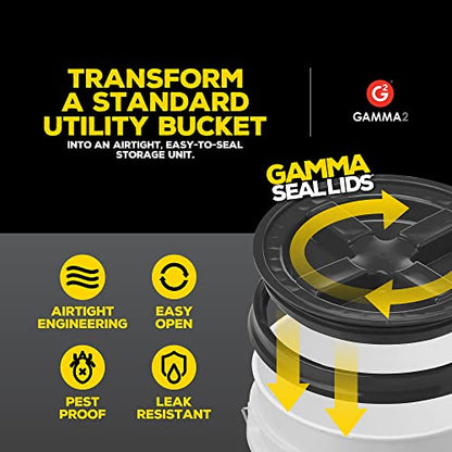Gamma2 Seal Lid Black | Food-Safe | For 3.5-7 Gallon Buckets | BPA-Free | Pack of 12 - color: Black, size: Fits 3.5, 5, 6, & 7 Gallon Buckets (Pack of 12)