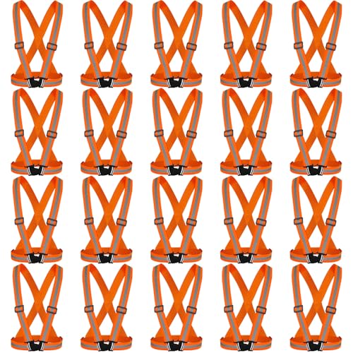 Hercicy 30 Pcs Reflective Vest High Visibility Safety Vests, Adjustable Running Gear Straps Lightweight Reflector for Construction (Orange) - color: Orange