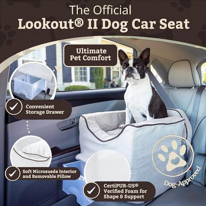 Luxury Lookout II Pet Car Seat in Microsuede Size: Small (up to 18 lbs), Fabric: Buckskin/Java - color: Buckskin with Java, size: Small