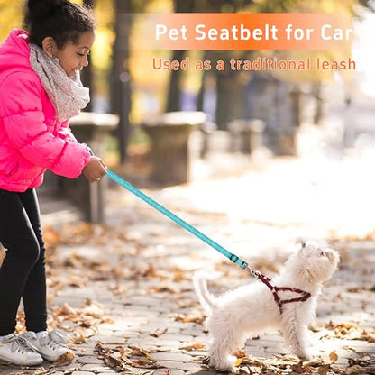 Seyezo 3-Piece Dog Car Harness Set - Retractable, Adjustable, Reflective Dog Seatbelt for Vehicle Headrests, Heavy Duty, High Elastics, Sky Blue - color: 02-2PCS Sky Blue