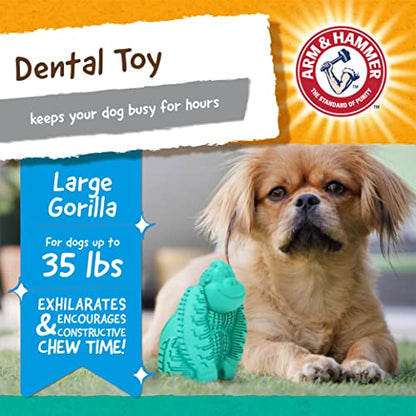 Arm and Hammer for Pets Super Treadz Gorilla Dental Chew Toy for Dogs - Reduces Plaque and Tartar Without Brushing, Baking Soda Infused, Dishwasher Safe, Dogs Up to 35 Lbs