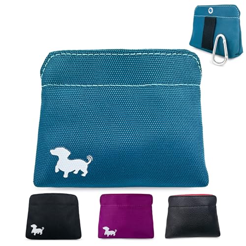Small Dog Treat Pouch – Slim Magnetic Pocket Dog Treat Bag for Walking & Training – Discreet Clip On Treat Pouch for Leash, Waistband or Pocket – Mess Free Storage (Turquoise) - color: Turquoise, size: Small