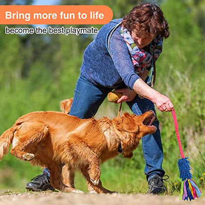 wodoca Dog Tug Toy, Dog Toys for Aggressive Chewers - Strong Squeak Rope Toy, Easy to GRAP Chew Toy for Large Dogs, Puppies, Middle Dogs - Ideal for Training and Play, Hand Made - color: Blue Chenille, Red Webbing