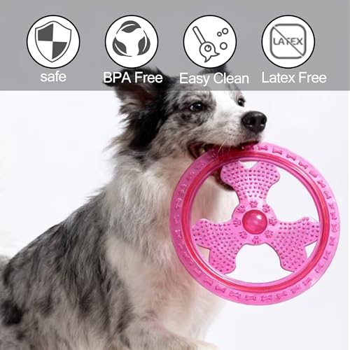 Dog Flying Disc, Outdoor Dog Toys, Dog Fetch Toy, Dog Toy for Medium Dogs and Large Dogs, Lightweight Soft Frisbee for Fetch, Tug of War, Catch, Play, 9 inch, Magenta - color: Magenta