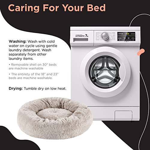 Best Friends by Sheri SnuggleSoft Faux Fur Calming Donut Bed for Dogs, Brown, Small, 23x23 - color: Rabbit Faux Fur Brown, style: Small