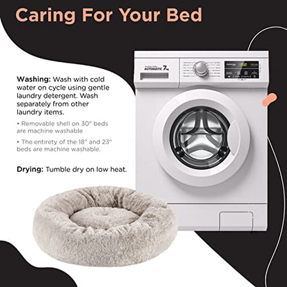 Best Friends by Sheri SnuggleSoft Faux Fur Calming Donut Bed for Dogs, Brown, Small, 23x23 - color: Rabbit Faux Fur Brown, style: Small