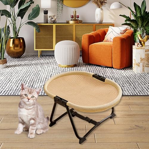 Elevated Pet Bed for Dogs & Cats, Foldable Travel Cot with Iron Frame, Portable Outdoor Comfort