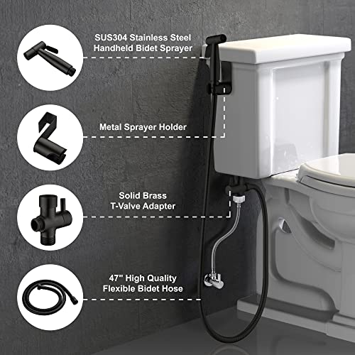 SHAMANDA Handheld Bidet Sprayer for Toilet, Stainless Steel Baby Cloth Diaper Sprayer Kit, Bathroom Toilet Bidet Attachment Set for Bathing Pets Feminine Hygiene, Matte Black BDS01-7 - color: Matte Black, style: Cold Water Mode Only