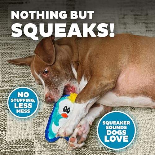 Outward Hound Durablez Minis – Squeaky Plush Dog Toy, No Stuffing for Less Mess, Interactive & Tough, Jumbo Squeaker, Puppies & Small Dogs, Penguin, 6.3" - color: Blue Penguin, size: X-Small (Pack of 1)