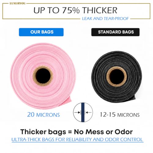 Dog Poop Bags - 100% Certified Compostable - 225 ct. | Ultra-thick Dog Bags for Poop - Up to 75% Thicker (20 microns) | 90-day Home Compostable, Plant-based Dog Waste Bags (Peach/Lilac) - color: Peach/Lilac
