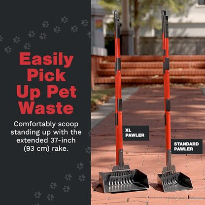 Pawler Pooper Scooper for Large Dogs and Small Dogs, Metal Poop Scooper Set with Long Handle Rake and Heavy Duty Tray for Yard, Grass, Dirt or Gravel, Heavy Duty Aluminum Poop Picker Upper - color: 2 Piece Set - Standard