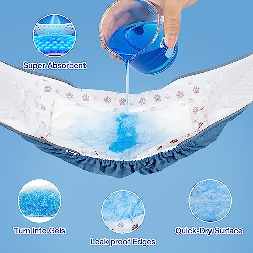 MICOOYO Dog Diaper Liners, Dog Diaper Pads, Disposable Dogs Booster Pads for Puppy, Belly Band Dogs Diapers Liners Male Doggie Diapers Inserts (Paws, L, 25Count) - size: L 25Count