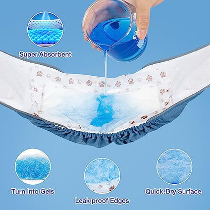 MICOOYO Dog Diaper Liners, Dog Diaper Pads, Disposable Dogs Booster Pads for Puppy, Belly Band Dogs Diapers Liners Male Doggie Diapers Inserts (Paws, M, 25Count) - size: M 25Count