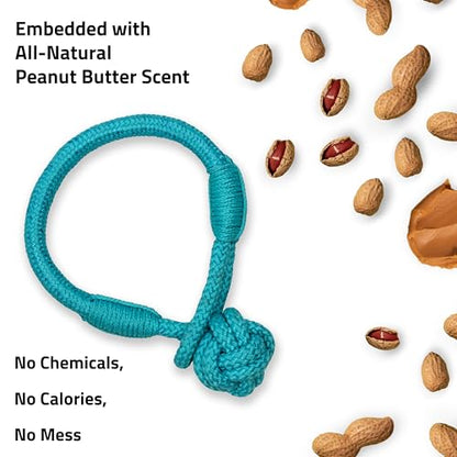 Playology Dog Toys | Tough Tug Knot for Puppies and Young Dogs | Peanut Butter Scented Medium Chew Toy Tug Rope | Tug of War Puppy Essentials - size: Medium, style: Peanut Butter
