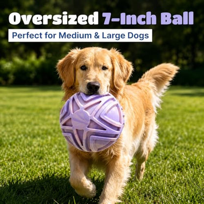 Dog Balls for Large Dogs, 7'' Large Dog Ball, Durable Outdoor Fetch Toy, Bouncy Floating Water Ball, Interactive TPR Foam Dog Toy for Large Breeds, Gentle on Teeth, Pink & Purple Ombre - color: Pink & Purple Ombre