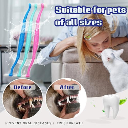 Dual Sided Cat Toothbrush Dog Toothbrush Finger Brush Micro Head, Suitable for Small to Large Dogs & Cats (White, Small) - color: White