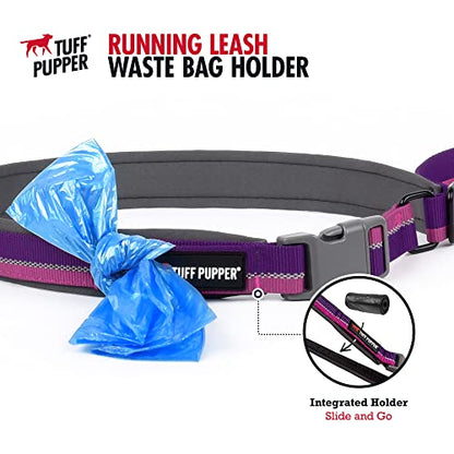 Tuff Pupper Hands Free Bungee Dog Leash | Lightweight for Running Jogging Walking | Adjustable Padded Waist Belt (24-50 inch) | Bungee Stretch 3 to 6 Feet | Strong Ballistic Nylon w/Reflective Strips - color: Punch Purple