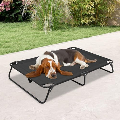 Folding Dog Cot, Outdoor Elevated Dog Bed with Breathable Mesh, 47.24 * 31.5 * 8.66in and 99.2lbs Capacity, for Home, Travel, Camping