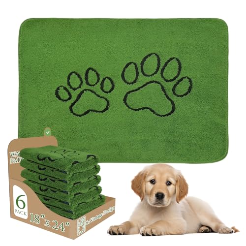 Homimp Washable Pee Pads for Dogs, 6 Pack Super Absorbent Reusable Puppy Pads, Green Long Wool Fake Grass for Potty Training, Upgrade Non-Slip and Leak-Proof,Floor, Couch, Bed, and Crate,Green 18"×24" - size: 18"x24"(Pack of 6)