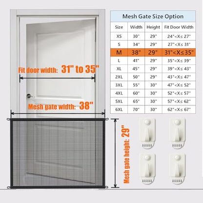 Cupount Dog Screen Mesh Gate for Stairs Pet Gates for The House: for Doorways Stairways Indoor 29 inches Tall, 38 inch Wide, Fits 32-35 inch Openings - size: 29"Hx38"W(Pack of 1)