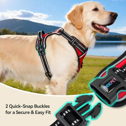 PHOEPET No Pull Dog Harnesses for Small Dogs Reflective Adjustable Front Clip Vest with Handle 2 Metal Rings 2 Buckles [Easy to Put on & Take Off](S, Red) - color: Red, size: Small