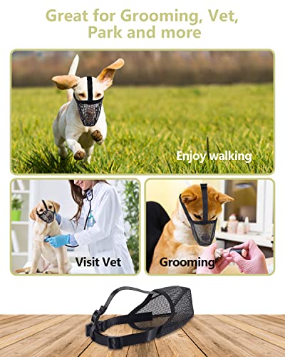 Mesh Dog Muzzle for Extra Large Sized Dogs, Whongkidz Air Mesh Basket Muzzle with Adjustable Straps Full-Covered Dog Mouth Guard Breathable No Biting Barking Chewing Licking (Black, XL) - size: XL: 11¾”-13¾” Snout Circumference