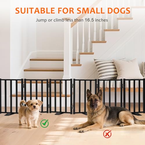Snagle Paw Short Dog Gate,16.5" Tall Freestanding Metal Dog Gate Only for Small Dogs with Support Feet Easily Step Over,Up to 72" Wide Puppy Gate Indoor for Stairs,Doorways(Black,6 Panel) - size: Black-6 Panels 16.5"H*72"W