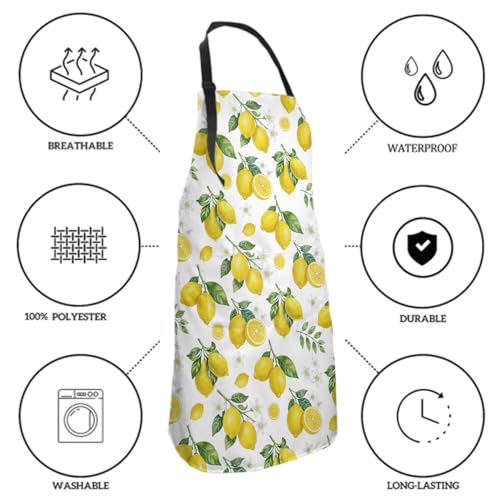 Sweetshow Cute Dog Apron with 2 Pockets and Adjustable Neck Waterproof Kitchen Cooking Dog Grooming Aprons for Women Men - color: Yellow Lemon