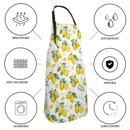Sweetshow Cute Dog Apron with 2 Pockets and Adjustable Neck Waterproof Kitchen Cooking Dog Grooming Aprons for Women Men - color: Yellow Lemon