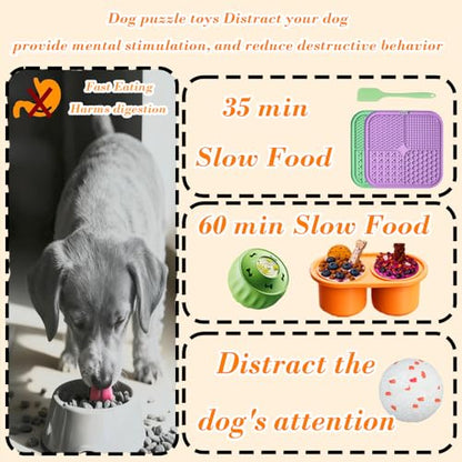 7.87" Dog&Cat Lick Mat with Suction Cups Set,Frozen Treat Toy for Puppy,Dog Enrichment Toy Foam Ball for Anxiety Relief - color: Purple