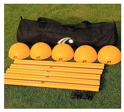 SRNSAEB Portable Agility Training Poles with Carrying Bag, 5ft/1.5m Height Removable Coaching Sticks with Sand Injection Base for Soccer Training, 5 Poles Set (Color : Yellow) - color: Yellow