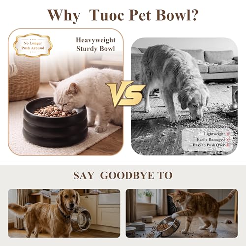 BOBO & Bowl Pet Drinking Bowl (1.2L/40 oz), Food-Grade Ceramic Water Bowl for Small & Medium Dogs - Elevated, Heavy Sturdy, Dishwasher & Microwave Safe, Black - color: Black