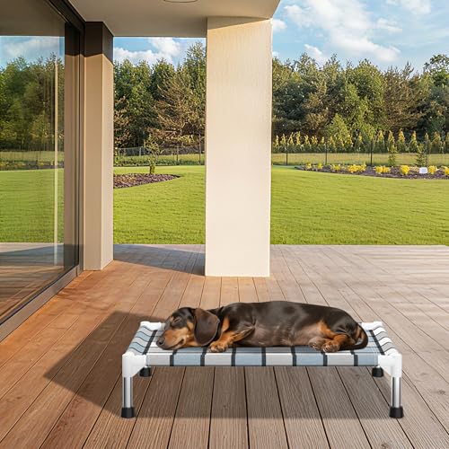 Caghash Elevated Outdoor Raised Dog Bed Outdoor Dogs Bed Lifted Pet Bed Dog Cot for Pet Taste Life, Start with A Pet Bed 26'' x 20'' x 6.5'' - size: Standard - Small Plus