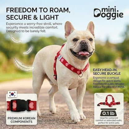 Heart Small Dog Harness – Soft Webbing, Front & Back Clip, No-Pull Design, Lightweight (Red, Large) - color: Red, size: Large