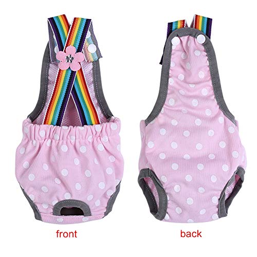 Dog Diaper Washable Reusable Female Puppy Sanitary Panty Adjustable Suspender for Heat Cycle Incontinence Protection 100 Machine Washes Leak Proof Design for Teddy Small Breed Dogs Travel Home Use - size: M/12