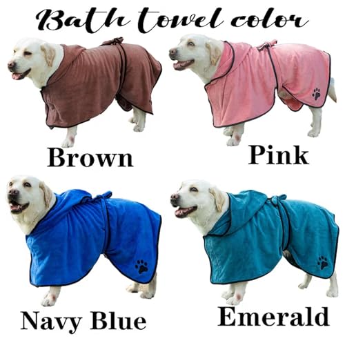 Personalized Dog Bathrobe Dog Towel Robe Custom Name Hooded Pet Towel for Large Small Dogs Absorbent Microfiber Robes After Bath