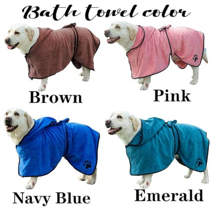 Personalized Dog Bathrobe Dog Towel Robe Custom Name Hooded Pet Towel for Large Small Dogs Absorbent Microfiber Robes After Bath