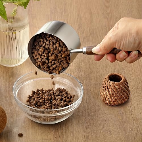 Dog Cat Food Scoop Measuring Cup, LCCOWOT Stainless Steel 1 Cup Measuring Cup, Precision Scale Measurements