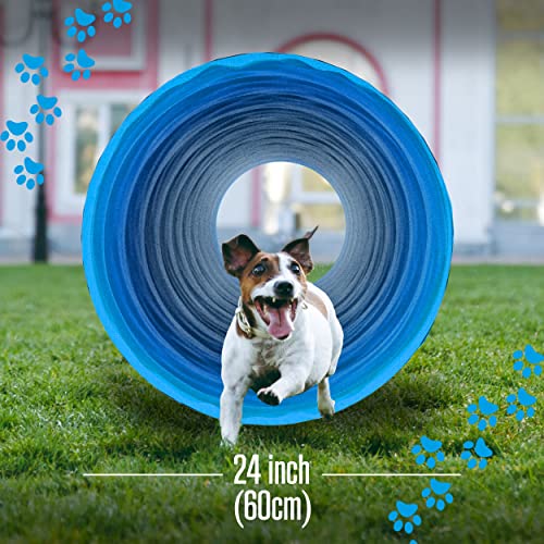 Houseables Dog Tunnel, Dog Agility Tunnel, Agility Equipment, 18 Feet, Puppy Obstacle Course, Pet Playground, Crawling, Small, Medium, Large, Indoor/Outdoor, Play, Pop Up Set, Exercise Tube, Toy, Blue - color: Blue