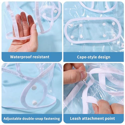 GLOBLELAND 2 Pcs Transparent Dog Raincoat for Small Medium Dogs with Hidden Leash Hole and Adjustable Snaps Dog Rain Poncho Waterproof Pet Clothes Rain Jacket