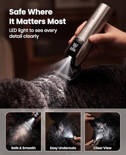oneisall Dog Clippers for Grooming Thick Hair, Professional 9000RPM 5 Speed with 5 in 1 DLC Blade, 280min Cordless, Low Noise Dog Grooming Kit with 8 Metal Combs Carring Case for Dogs Cats Pet | 280Min Cordless. Low Noise. 5 in 1 DLC Blade.8 Metal Combs w