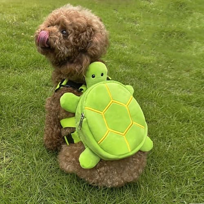 Dog Backpack Harness with Leash, Adjustable Dog Harness Backpack for Small Dogs, Cute Turtles Shape Bag Pet Carrier Backpacks for Hiking Training and Daily Walking - color: Green