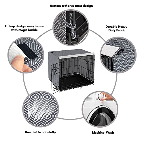 Pet Prime Dog Crate Cover for Wire Cages 48 Inch Indoor Breathable Polyester Pet Kennel Cover Machine Wash & Dry Double Door Lagre XXL (Cover Only) - size: 48 inch