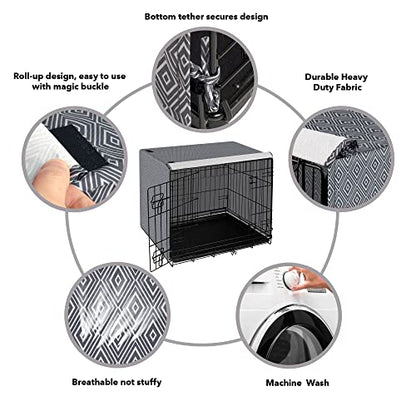 Pet Prime Dog Crate Cover for Wire Cages 48 Inch Indoor Breathable Polyester Pet Kennel Cover Machine Wash & Dry Double Door Lagre XXL (Cover Only) - size: 48 inch